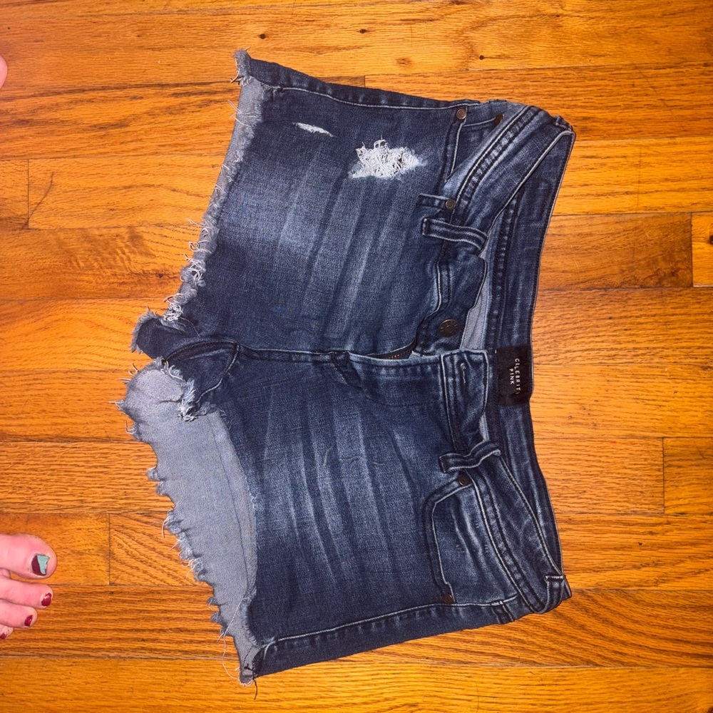Celebrity Pink Blue Distressed Jean Shorts